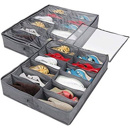 Коробка для зберігання білизни Queta для взуття 2 шт. Багатофункціональний мішок для зберігання Креативний побутовий запас з прозорого нетканого матеріалу 2-в-1 білизна з 12 кишенями Прозора коробка для зберігання