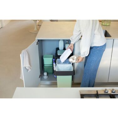 Бак для сміття Brabantia Brabantia Sort&Go 2шт x 15 л, темно-сірий (232503), Темно-сірий/Зелений, 15