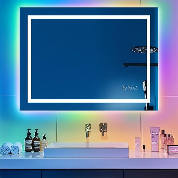 Дзеркало для ванної кімнати зі світлодіодним підсвічуванням 50x70 см, з сенсорним вимикачем