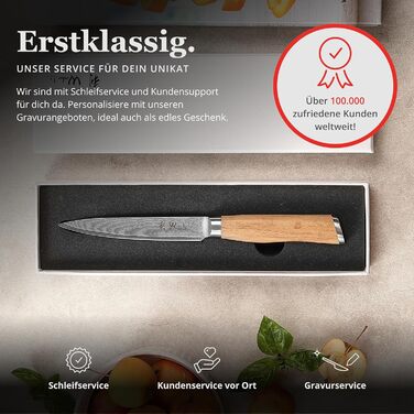 Ніж кухарський Wakoli з дамаської сталі (серцевина VG10), 20 см – гострий та збалансований – ніж з ручкою з оливкового дерева в подарунковій коробці – кухонний ніж Damask для професіоналів та любителів (універсальний)