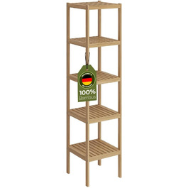 Бамбуковий шафка для ванної кімнати Bellamio Newa Badregal – 5 полиць, 140x33x33 см