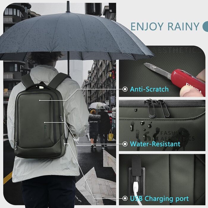 Рюкзак для ноутбука Heroic Knight: діловий, з USB-зарядкою, антикрадійний, 17,3