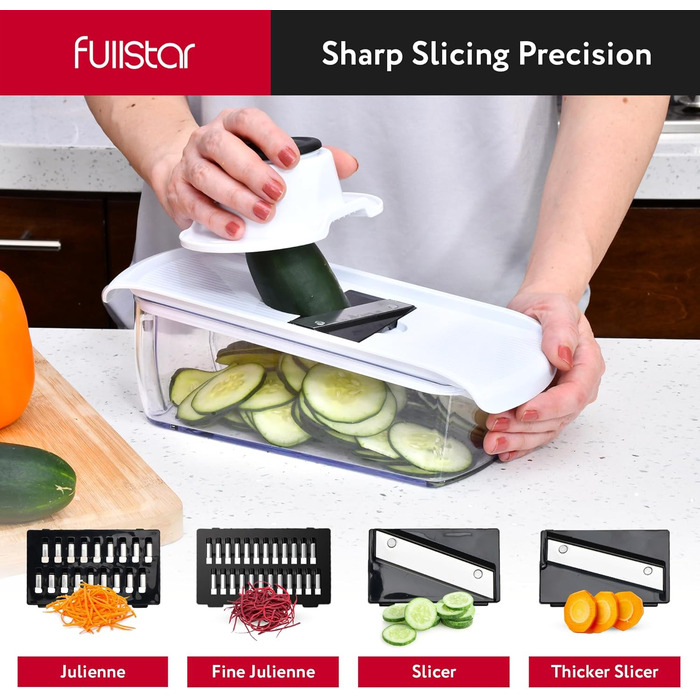 Многофункціональний овочевий слайсер-мандоліна 12-в-1 білий. Набір для нарізки овочів, фруктів, сиру, картоплі, огірків, цибулі. Слайсер для дерунів та жульєну.