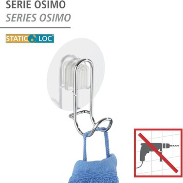 Кутова полиця WENKO Static-Loc Osimo - кріплення без свердління, сталь, 26,5 x 11,5 x 19 см, хром (Classic)
