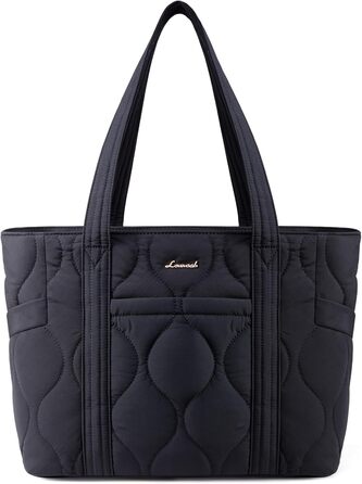 Сумка для ноутбука LOVEVOOK 15.6 дюймів, жіноча сумка-шоппер, велика містка сумка-тоут для роботи, навчання, подорожей, чорна