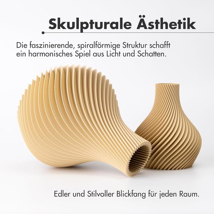 NATUMO Ваза 'Bulba' – дизайнерська ваза з пластику, 12 см, білий/бежевий колір, міцна та стильна для декору