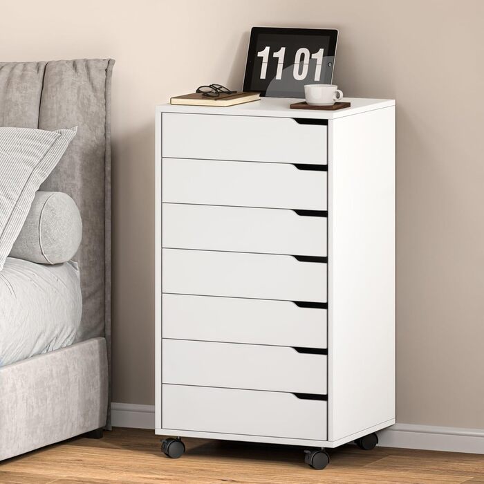 Контейнер для документів Sogesfurniture з 7 шухлядами, білий - офісний шафчик, комод для дому та офісу