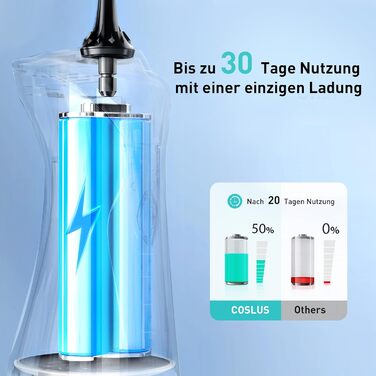 COSLUS Бездротовий електричний іригатор для порожнини рота: 4 режими, портативний, бак 300 мл, з очищувачем язика, для догляду за зубами та подорожей (світло-зелений/світло-чорний)