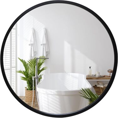 Дзеркало овальне Americanflat Spiegel Oval 30x61 см з чорним пластиковим каркасом для ванної, вітальні або спальні