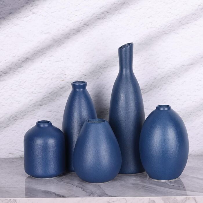 Набір з 5 блакитних керамічних ваз 