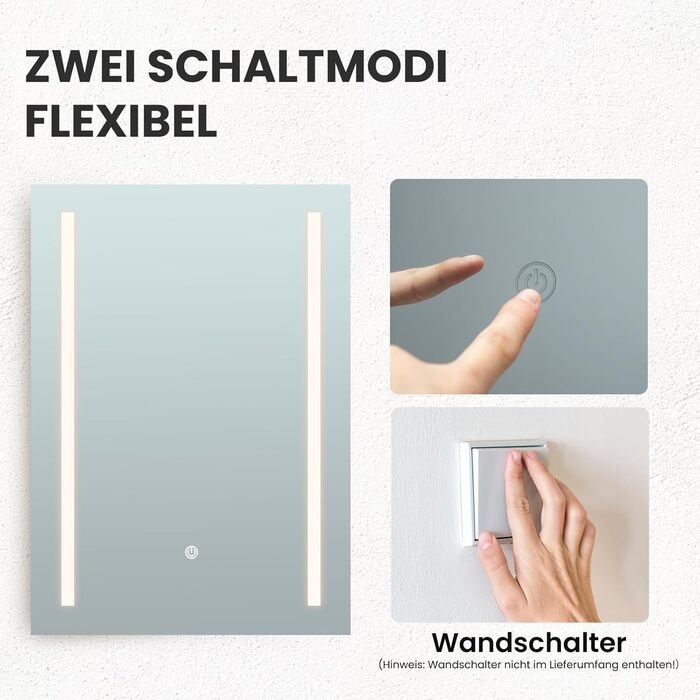 LED дзеркало для ванної кімнати з підсвічуванням | Водостійке IP54 | Сенсорне управління | 70x50 см | Стиль 2