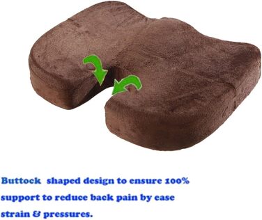 Ортопедична подушка для сидіння HomDSim з Memory Foam для стільця, авто, офісу та дому (колір: коричневий)