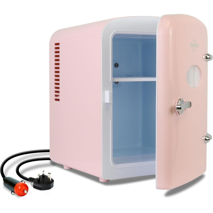 Koolatron Retro Mini Холодильник 4 літри: Рожевий, для кімнати, авто, подорожей, косметики, дітей