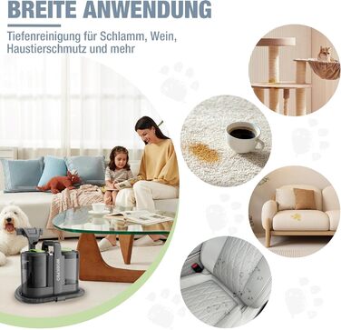 WORKPRO Мийний пилосос 450W 13kPa, 1.6L з миючим засобом та 2 насадками, для килимів, диванів, авто