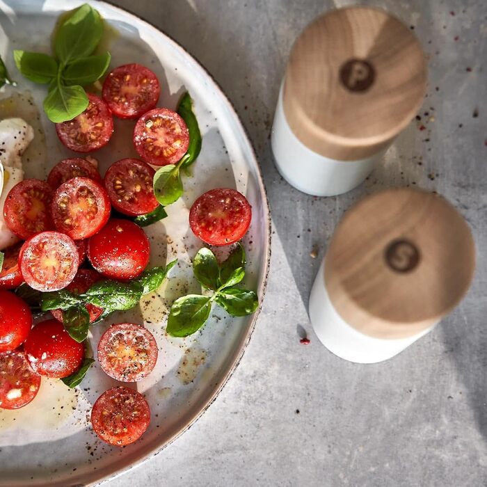 Набір з 2 мельниць для спецій SPRINGLANE: сіль та перець, з бука та бетону, регульований млин, скандинавський дизайн (сірий)