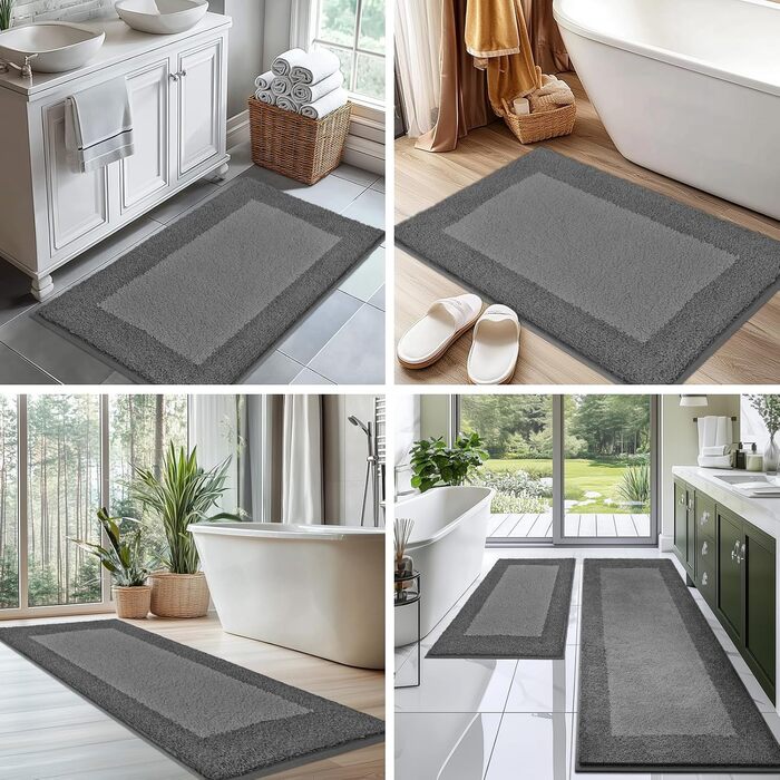 Килимок для ванної кімнати: неслизький, миючий, 50 x 76 см (сірий)