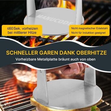 Пресс для смаження бургера з нержавіючої сталі, 17 см, 1000 г, Burger Smasher, Fleischbeschwerer для стейків