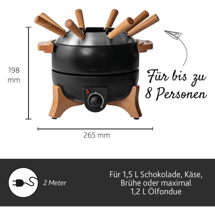 Електричний Фондюсет Boska Party 2.3L: для сиру, шоколаду, гарячого горщика, м'яса. Регулятор температури, 2.3L, нержавіюча сталь та чавун