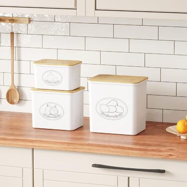 Коробка для зберігання картоплі та овочів Lifewit - набір з 3 шт. (білий)