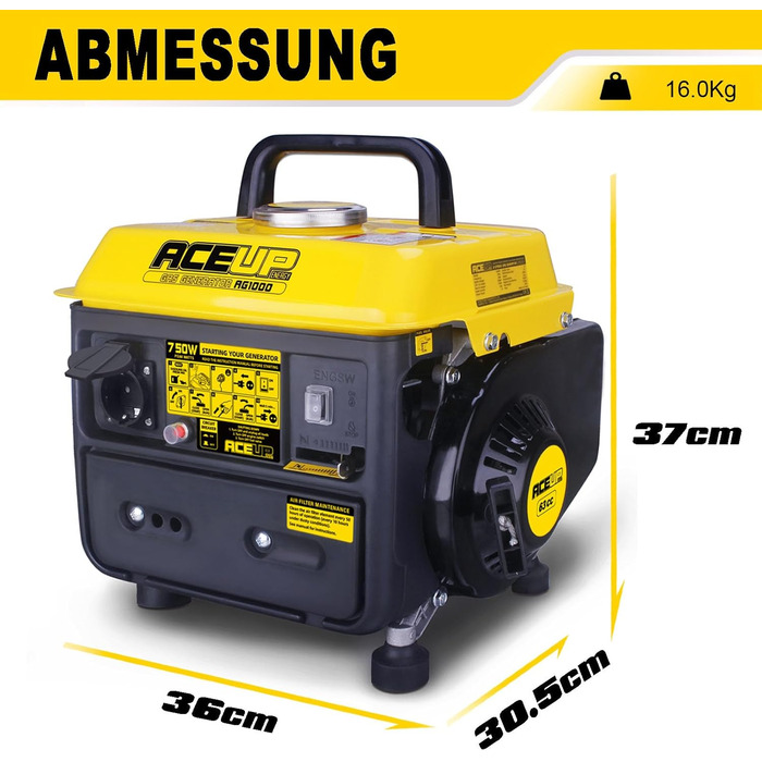 Генератор Aceup Energy Inverter 2000W: тихий бензиновий генератор з USB, 230V/12V, 19.8кг