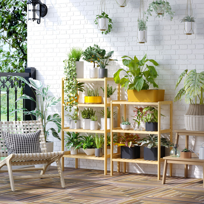 HOMCOM Рега́л з бамбуку, 3 полиці, 62 см x 33 см x 80 см, натуральний колір