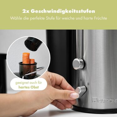 Електричний соковитискач Clatronic AE 3666: для овочів та фруктів, великий завантажувальний отвір, Slow Juicer, 400W, система Tropfstopp, легке очищення