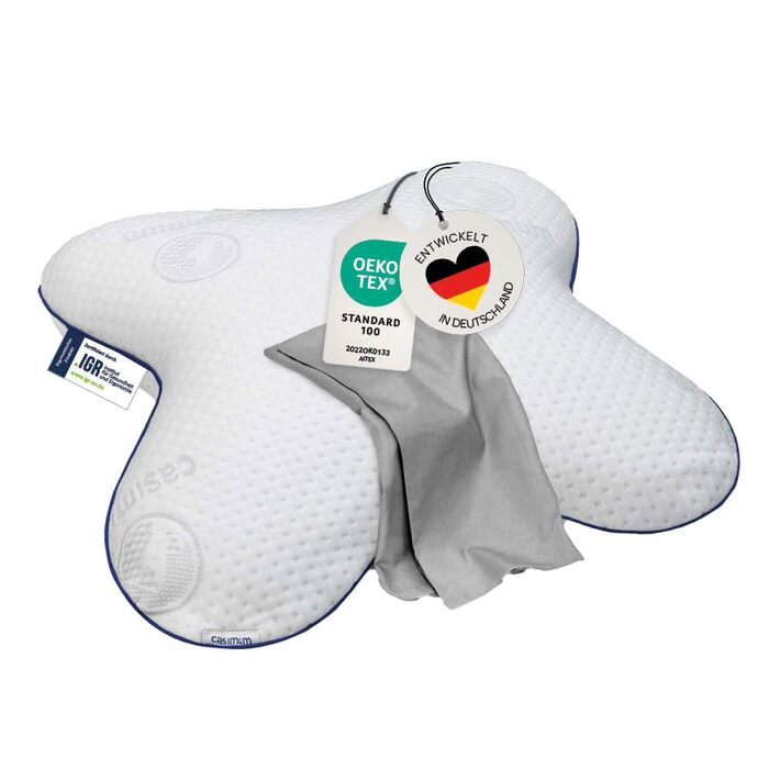 Ортопедична подушка для сну на боці з Memory Foam. Подушка для шиї з ефектом пам'яті, 56x48 см, сірий чохол