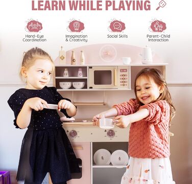 Дерев'яна дитяча кухня ROBUD з реалістичним аксесуаром. Ігровий набір для дітей, сучасний дизайн, подарунок від 3 років.