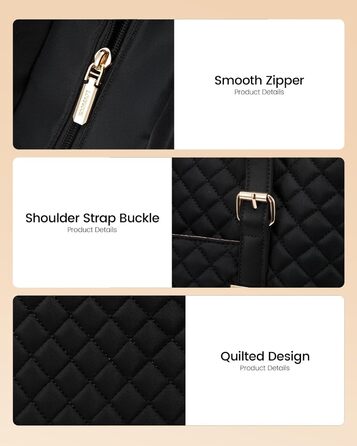 Сумка для ноутбука LOVEVOOK 15.6 дюймів для жінок з відділенням для ланчу, сумка-шопер, ділова сумка, портфель, сумка для навчання, містка, водонепроникна, чорна