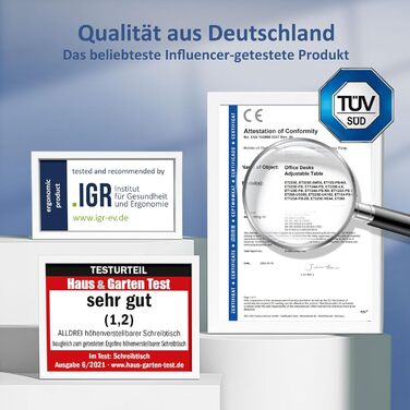 Електричний столик для роботи з регулюванням висоти ALLDREI, 2 мотори, Type-C порт, 4 пам'яті, телескопічний, чорний