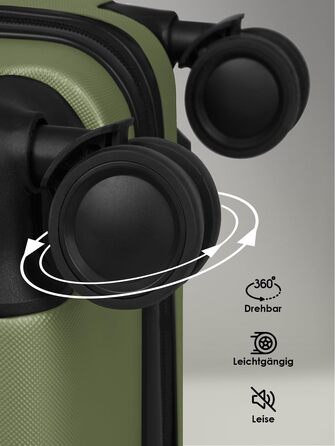 Набір валіз Smartbox Hartschalen 3-в-1 для жінок та чоловіків | Легкі та міцні валізи з ABS-пластику | 4 колеса та кодовий замок (Edition 05) (Оливковий, Набір валіз (3-в-1))