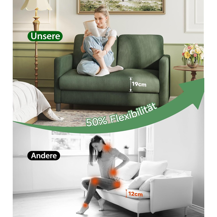 Зручне дитяче ліжко-софа 2 місця з дерева, 130 см, зелений колір