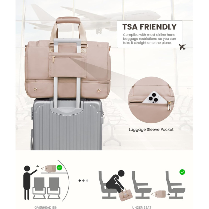 Спортивна сумка LOVEVOOK: дорожня, для вихідних, з культиватором, відділенням для взуття та мокрих речей, водонепроникна, пляжна, сауна, ручна поклажа для спорту та відпочинку, зелена (L, пісочний)