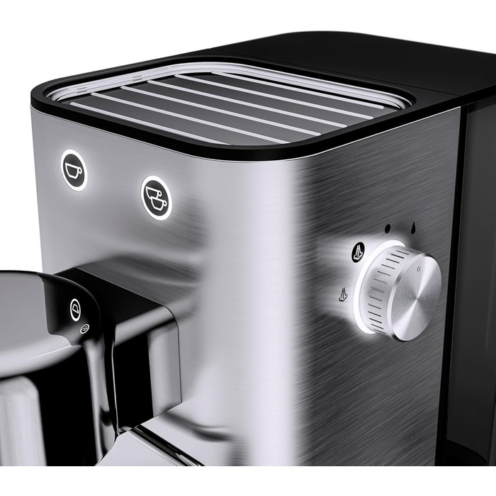 Еспресо-машина WMF Lumero: 1400 Вт, 15 bar, з капучинатором, для 1-2 чашок, з фільтрами, з нержавіючої сталі, матова