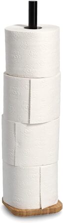 Тримач для туалетних рулонів Zeller, бамбуковий, 12x12x46 см, для зберігання туалетних рулонів, натуральний (60 символів)
