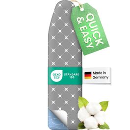Преміум чохол для прасувальної дошки SimplySmooth 120x40 см, OEKOTEX100, Made in Germany, комфортне покриття, сірий/білий