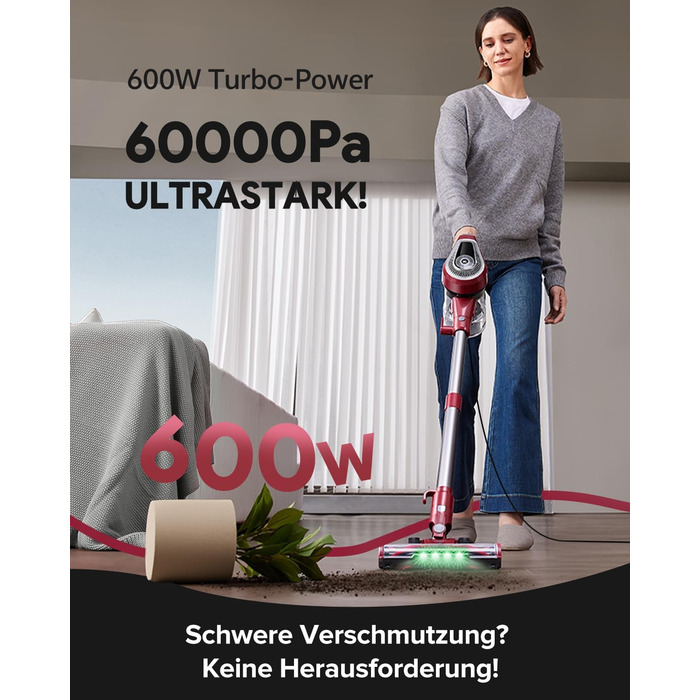 Ручний пилосос Vexilar C8 з кабелем - 600W, 60kPa, 7м кабель, безперешкодна щітка для підлоги, 1.5L безмішковий контейнер для твердих поверхонь, килимів та шерсті тварин
