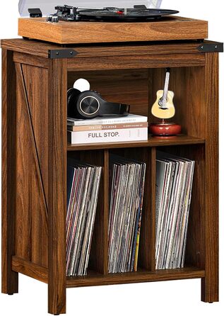 Підставка для програвача вінілу з полицями для платівок, дерев'яна, на 160 альбомів, для вітальні, спальні, офісу (колір: коричневий)
