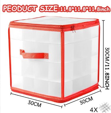 Коробка для зберігання 64 новорічних кулі - Складана сумка для прикрас - Регульовані перегородки та ручки - Пилсторостісна декор-коробка (2 шт.)