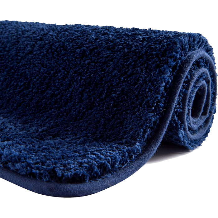 Килимок для ванної SFLXO 80 см x 50 см Нековзний Килимок для ванної Можна прати в пральній машині килимок для ванної М'які водопоглинаючі килимки для ванної Пухнастий килимок з мікрофібри для ванної Багаторазовий (темно-синій, 70 х 120 см)