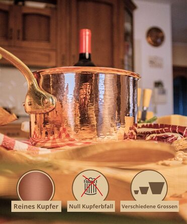 CREARTISTIC Молочник з міді з покриттям, Ø 14 см, ручка з латуні, Made in Italy, ручна робота