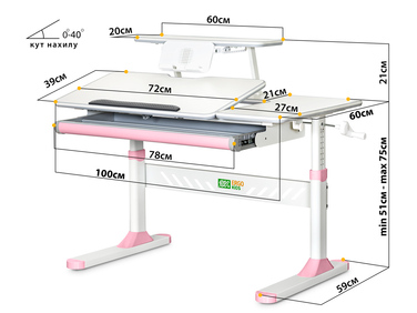 Дитячий стіл Evo-Kids TH-320 Pink (арт. TH-320 W/PN)