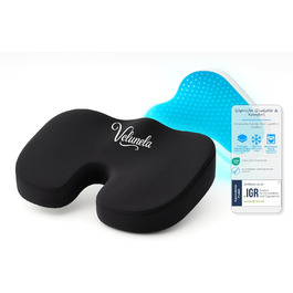 Гелеве сидіння з піною Memory Foam, сертифіковане IGR – ергономічна подушка для офісу, авто та дому (чорний)