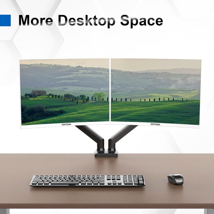 Підставка для монітора GRIFEMA Dual Arm - 2 монітори, 13-32 дюйми, регулювання висоти, поворот, VESA 75x75/100x100, до 9 кг