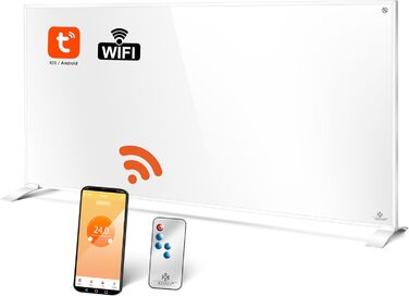 Інфрачервовий обігрівач KESSER® 700W: енергозберігаючий, з пультом та термостатом, настінний/підлоговий, білий