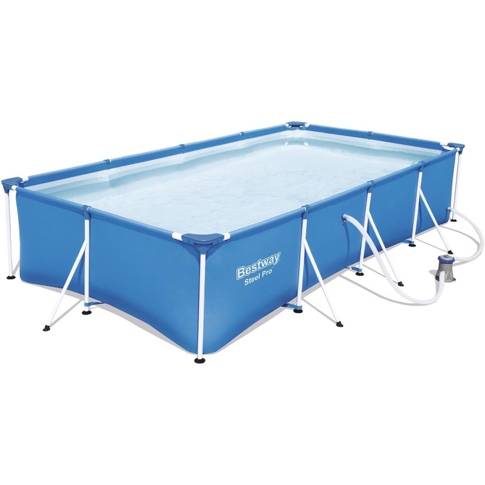 Рама Bestway Steel Pro прямокутна, синя, (400 x 211 x 81 см, набір для басейну набір для догляду за басейном Flowclear)
