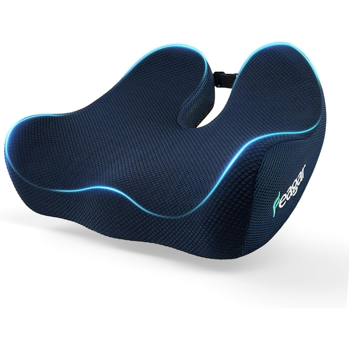 Ортопедична подушка для сидіння Feagar з Memory Foam - ергономічна подушка для офісного крісла, авто та дому - подушка для куприка, зняття напруги при тривалому сидінні, антиковзаюча (до 100 кг) (Темно-синій)