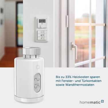 Homematic IP Термостат на радіатор Smart Home – цифровий термостат для опалення, керування через додаток, сумісний з Alexa та Google Home, легка установка, енергозбереження (153412A3)