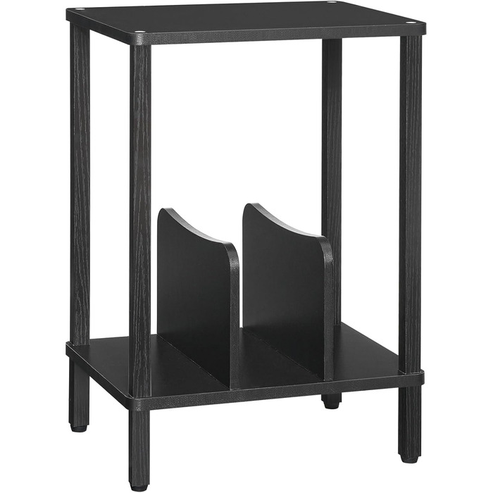 HOOBRO Стійка для програвача, полиця для платівок, приліжкова тумбочка, полиця для платівок з перегородками, органайзер для платівок, до 100 альбомів, для вітальні, чорний EBK05RS01