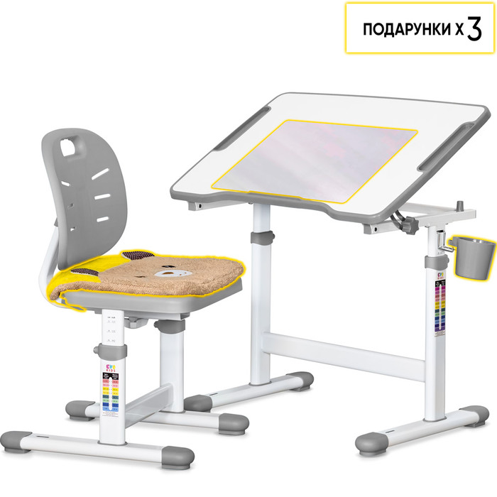 Комплект Evo-kids (стіл+стіл) Evo-07 Ergo Grey (арт. Evo-07 Ergo G)